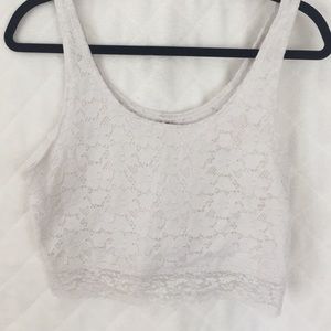 White lace cropped top