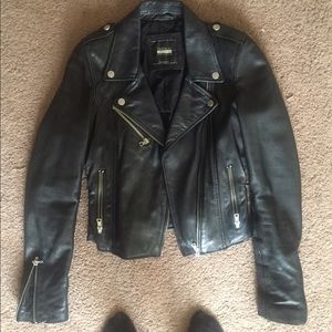 Zara biker genuine leather jacket