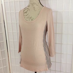 3/4 Sleeve Tee W/ Lace Sides