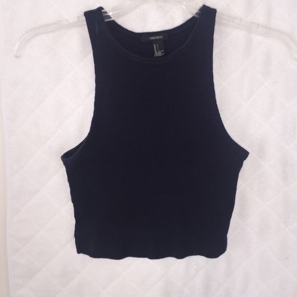 Navy blue cropped halter tank top
