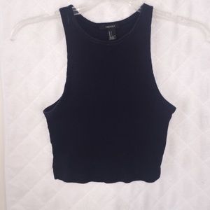 Navy blue cropped halter tank top