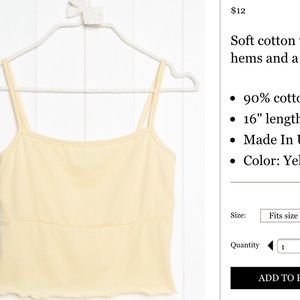 ISO BRANDY MELVILLE YELLOW ALANI TANK