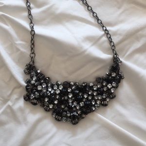 Beaded silver and black statement necklace
