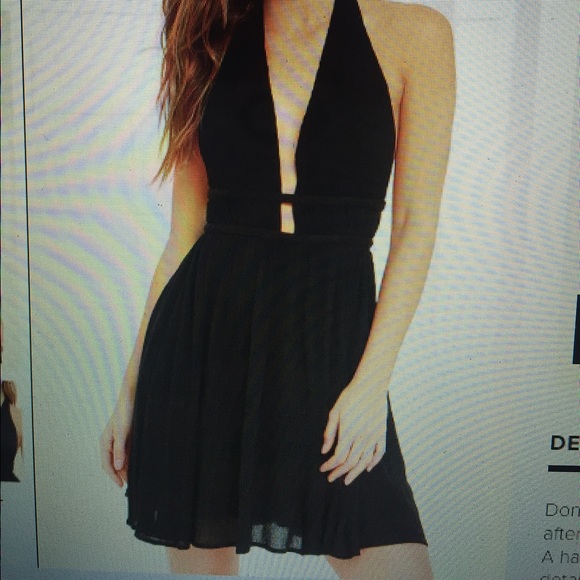 Backless Black Halter Dress