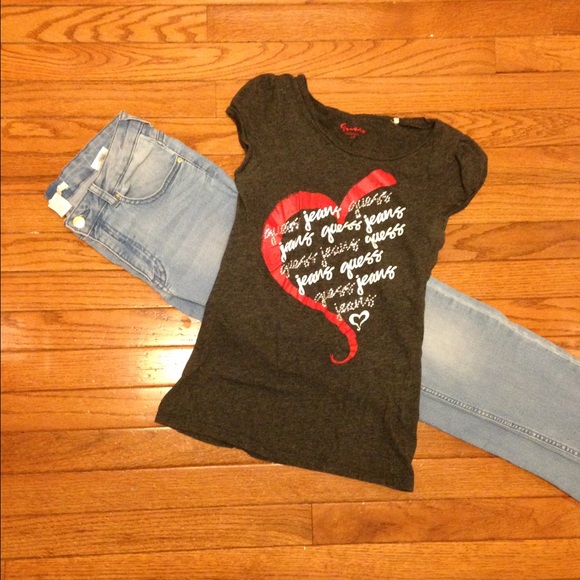 Guess heart t-shirt with rhinestone detail