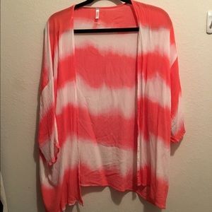 Pink and white maternity cardigan