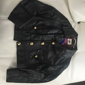 Adidas black genuine leather jacket