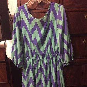 3 quarter inch sleeve chevron dress