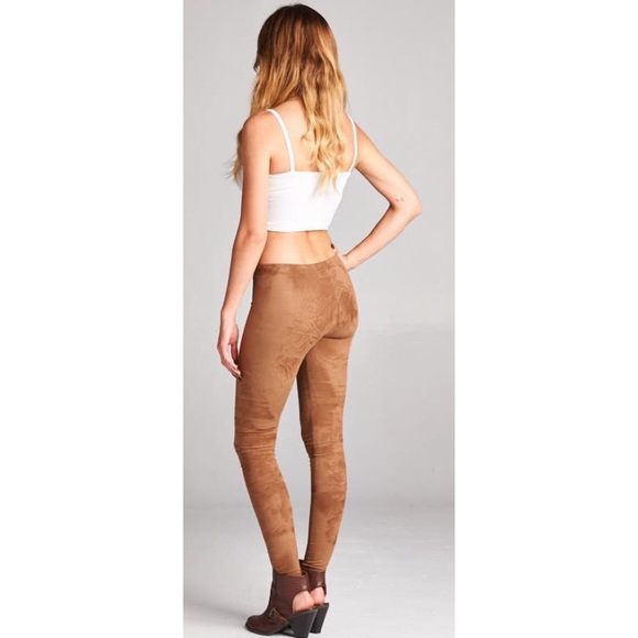 ❗️CLEARANCE❗️Camel Suede Leggings S M L - Picture 2 of 2