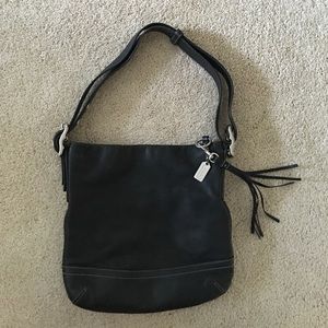 Black leather coach purse