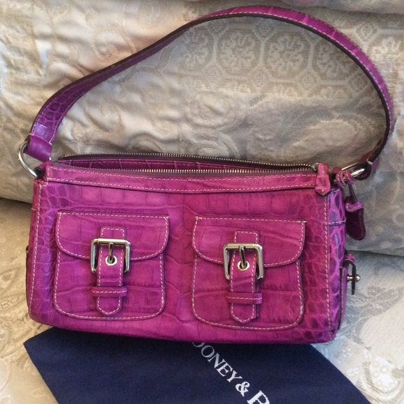 Dooney and Bourke Magenta Crocodile Embossed Bag