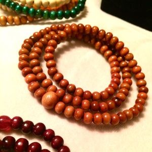 •Lucky Wooden Layers• Mala Bracelet