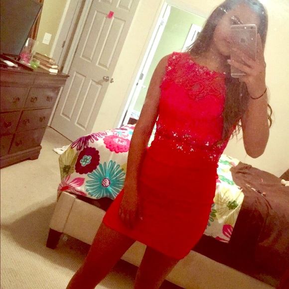 Beautiful red semi formal dress.