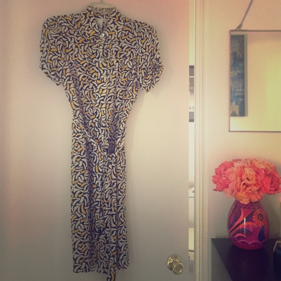 DVF Printed Dress with Wrap Belt
