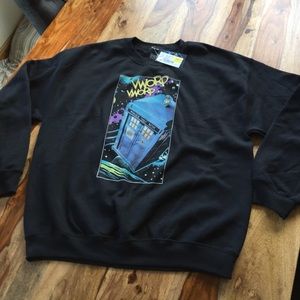 NWT DR WHO Sweat Shirt black with Tardis logo