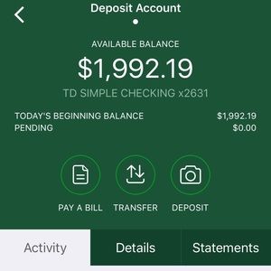 2,000$ Daily TD Bank Only!!