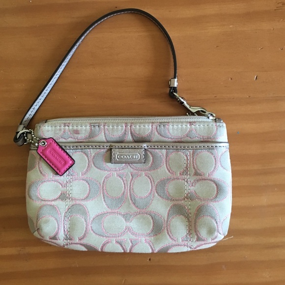 Coach poppy sparkly large wristlet, price drop