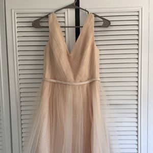Sleeveless Tulle over Lace Dress