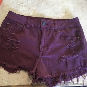 American eagle purple distressed shorts