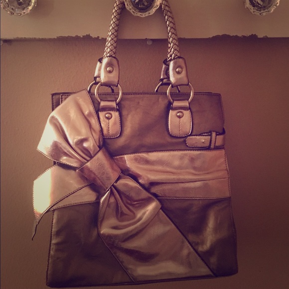 Chic Metallic Purse with Bow by Nicole Lee