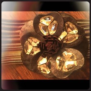 Loft Stretch and Clasp Belt with Jeweled Flower