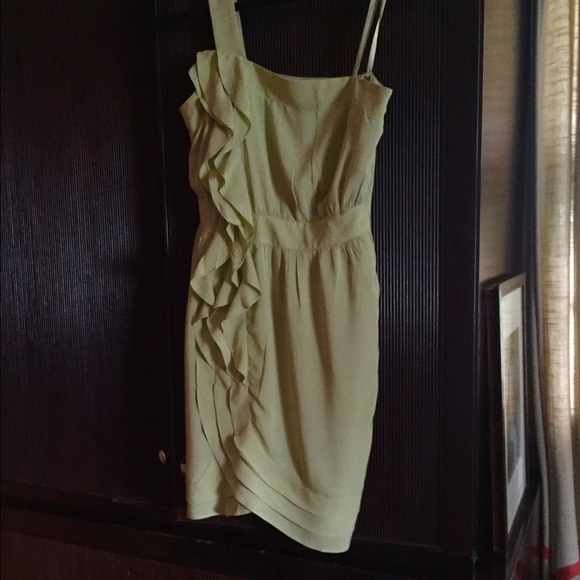 BCBG Ruffled One Shoulder Dress, Green