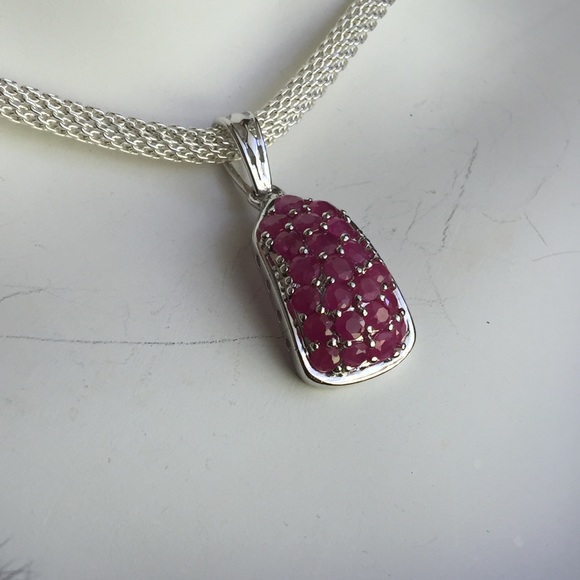 Genuine Ruby Mesh Choker Necklace - Picture 2 of 4