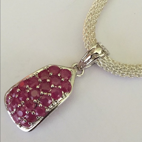 Genuine Ruby Mesh Choker Necklace - Picture 3 of 4