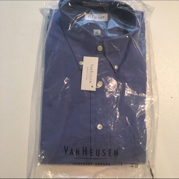 Van Heusen men's long sleeve shirt blue 16 32/33