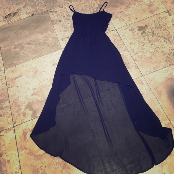 Forever 21 High Low Black Flowy dress w Lace Sides