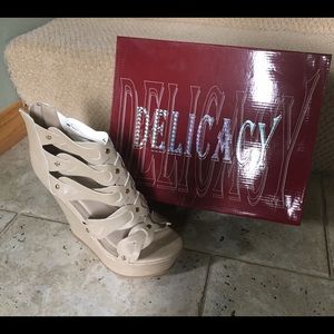 Beige wedge high heels. Size 8