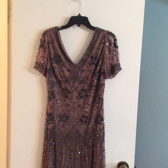 ❤️SALE❤️Light Brown and Gunmetal Sequins Ballgown.