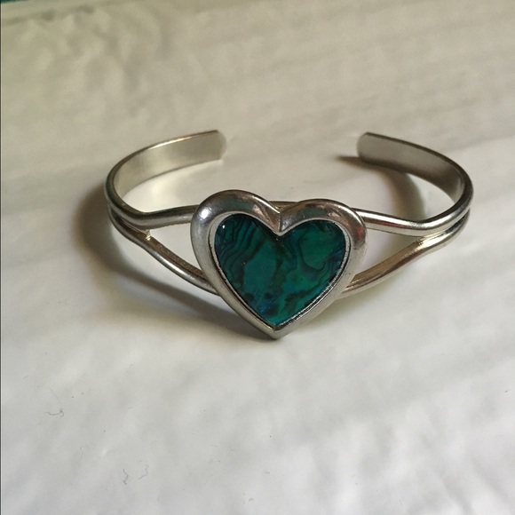 Turquoise abalone silver wrist cuff Black Friday