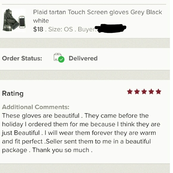 Plaid tartan Touch Screen gloves Grey Black white - Picture 4 of 4