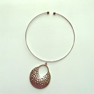 Silver Tone Choker Necklace With Pendant