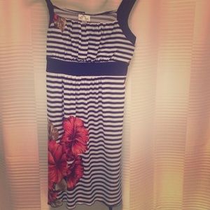 Blue and white striped dress