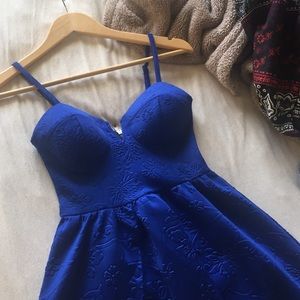 Blue Floral Bustier Mini Dress