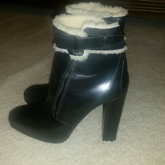 Belstaff ENGLAND made in Italy REAL leather REAL SHEARLING platform booties EUC