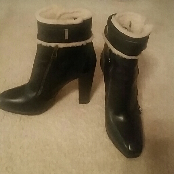 Belstaff ENGLAND made in Italy REAL leather REAL SHEARLING platform booties EUC