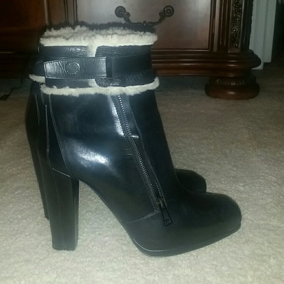 Belstaff ENGLAND made in Italy REAL leather REAL SHEARLING platform booties EUC