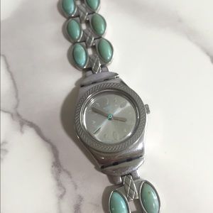 ‼️FINAL PRICE‼️Swatch Turquoise and White watch