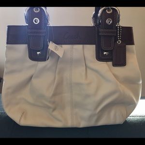 NWT White and Brown Leather Coach Purse