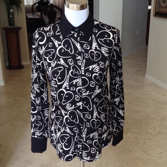BEAUTIFUL BLACK AND WHITE PRINT SHIRT