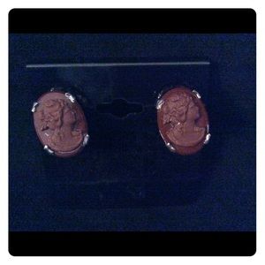 Vintage Cameo Cut Sterling Screw-back Earrings