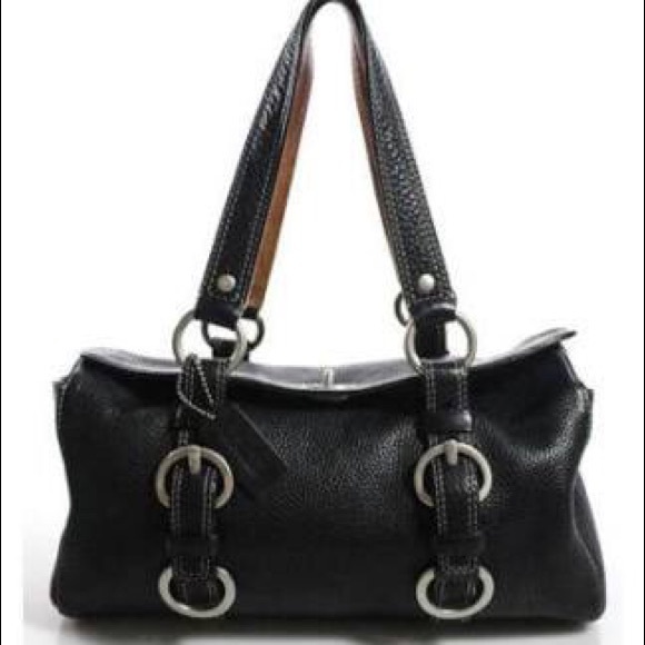 COACH Black Pebbled Leather Boston Chelsea Satchel - Picture 1 of 4