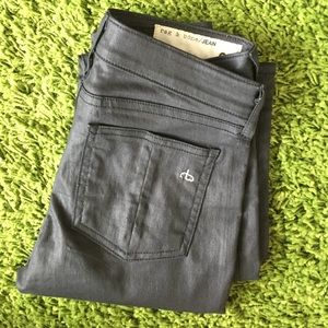 Rag & Bone black coated denim skinny jeans size 25