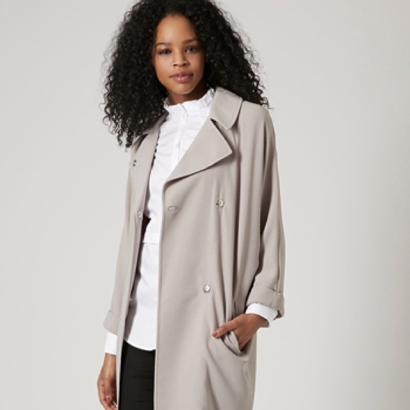 Topshop Grey Collarless Biker Jacket