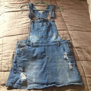 Denim overall skirt
