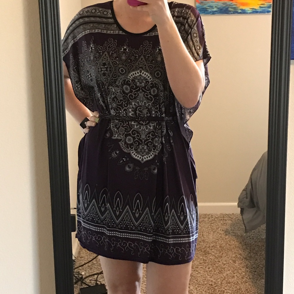 Deep purple short sleeve dress