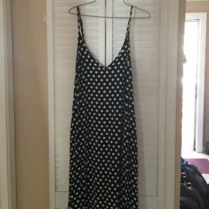 Black maxi dress with white polka dots
